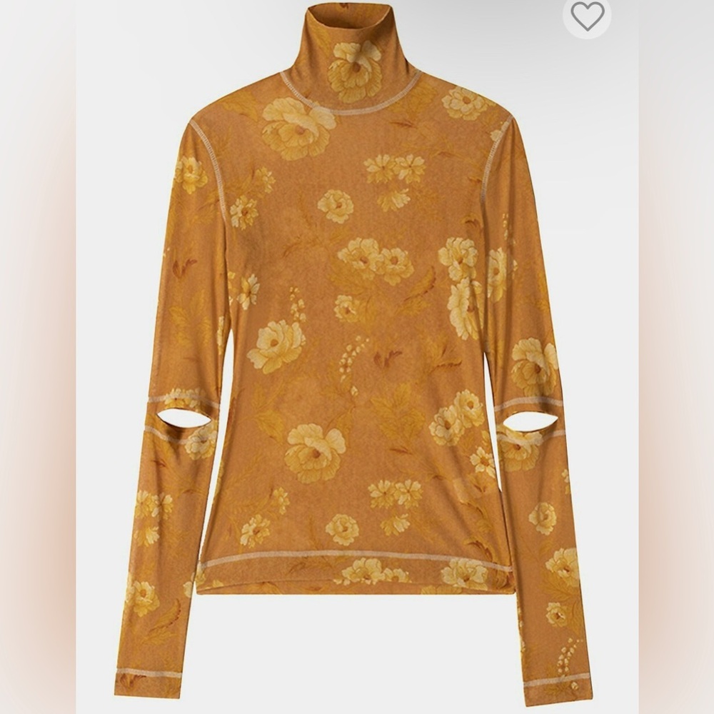 Nanushka Orange Floral Larson Turtleneck